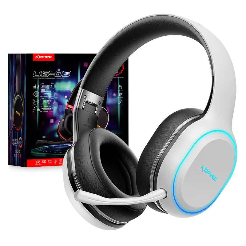 Picun UG-05 Wireless Gaming Headsets Bluetooth 5.3 with Mic Headphones  40mm Driver 2.4G/Wireless/Cable RGB Overhead Headphone