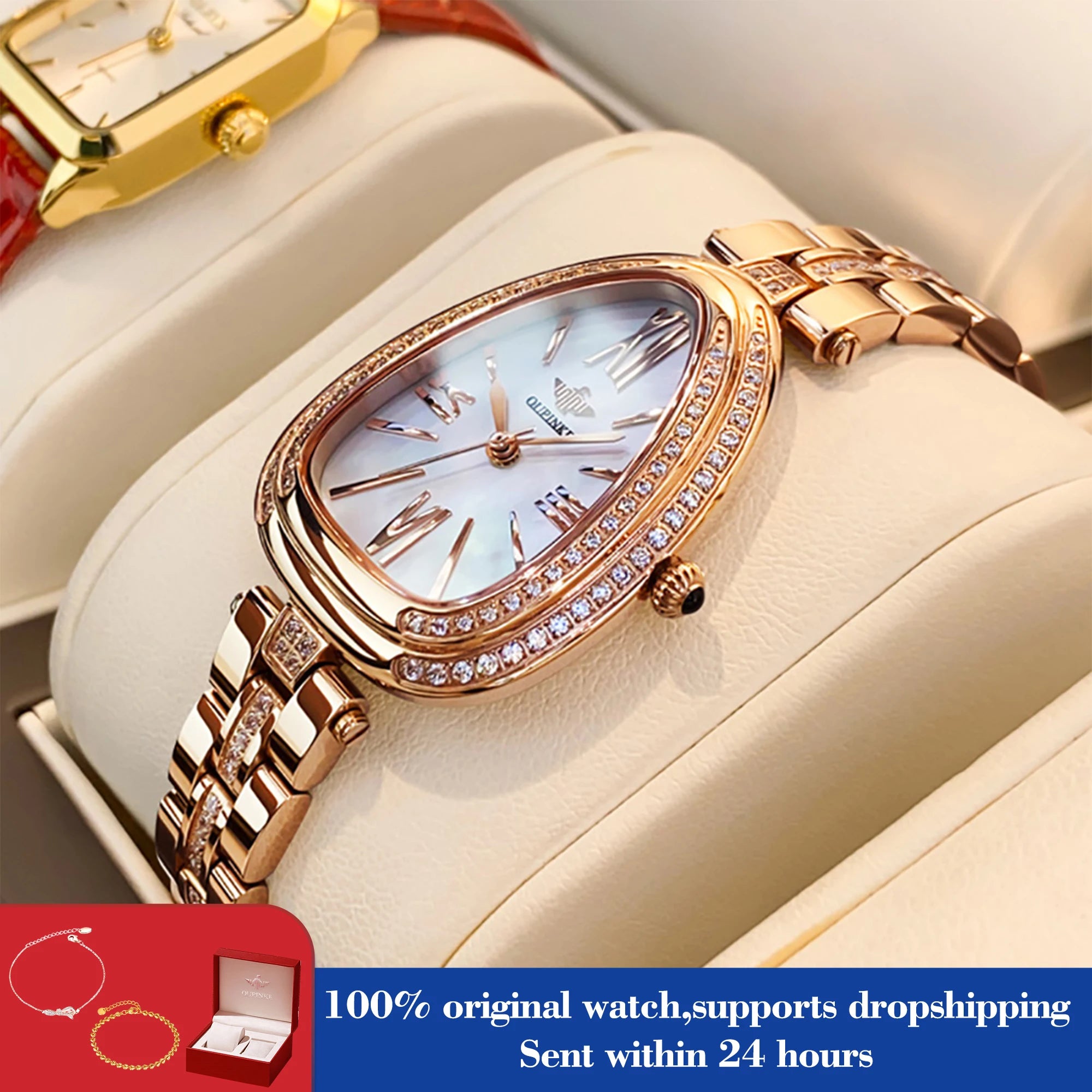 OUPINKE 3192 Watch For Women Luxury Waterproof Quartz Movement Ladies Hand Clock Diamond Steel Strap Fashion Wrist Watches