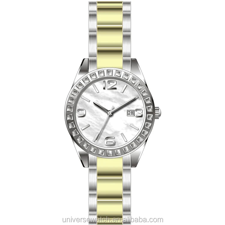 Build Your Own Design and logo Gold Lady Watch Luxury Japan or Swiss Movt 316L Stainless Steel U2625