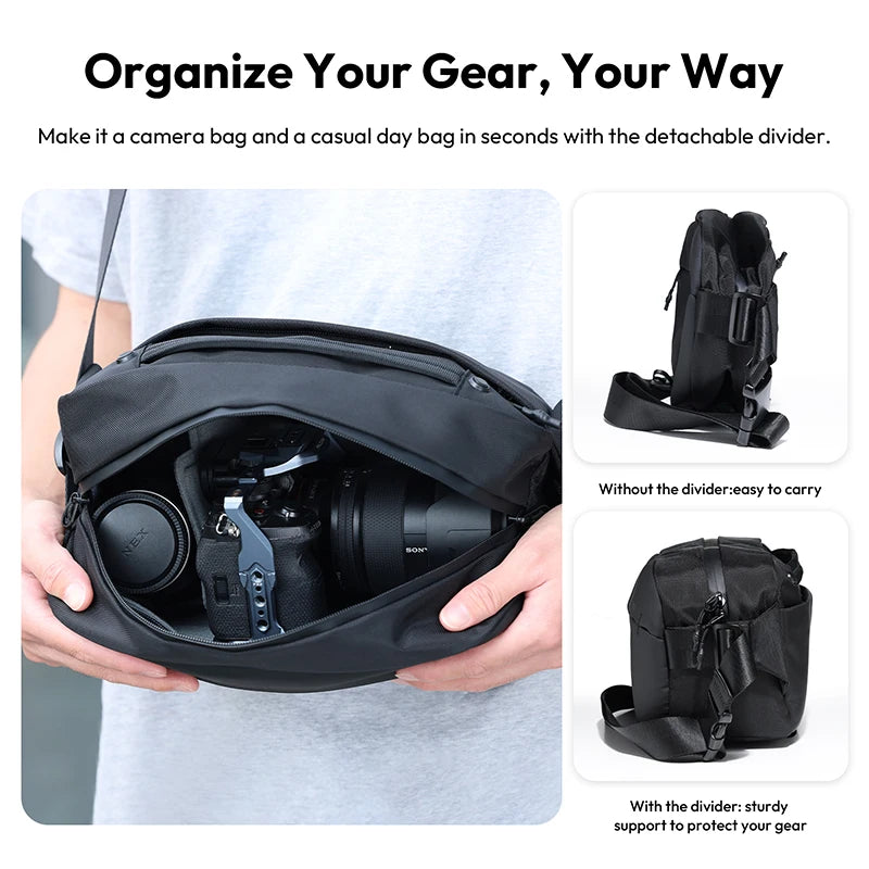 Ulanzi PB038 10L Travel Sling Bag V2 Photography Camera Bag with Foldable Dividers Daily Pack Shoulder Bag for Outdoor Shoots