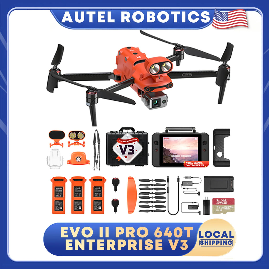 Autel Robotics EVO II Dual 640T Enterprise V3 Drone 16x Digital Zoom 6K/30fps HDR Multiple temperature measurement modes 4GNSS