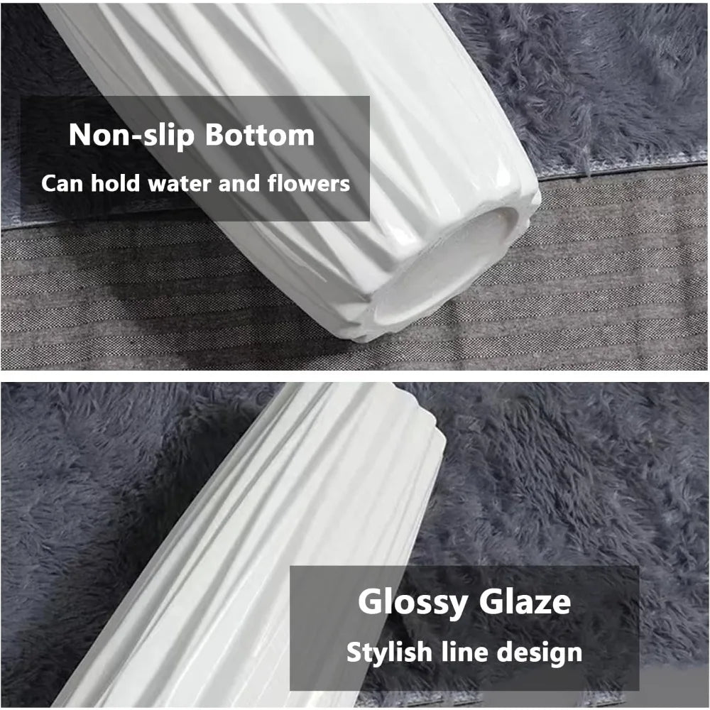 Floor Vase, 24 Tall Ceramic Decorative Large Vases for Living Room Decor Home Office Bedroom, Modern Big Standing Flower V