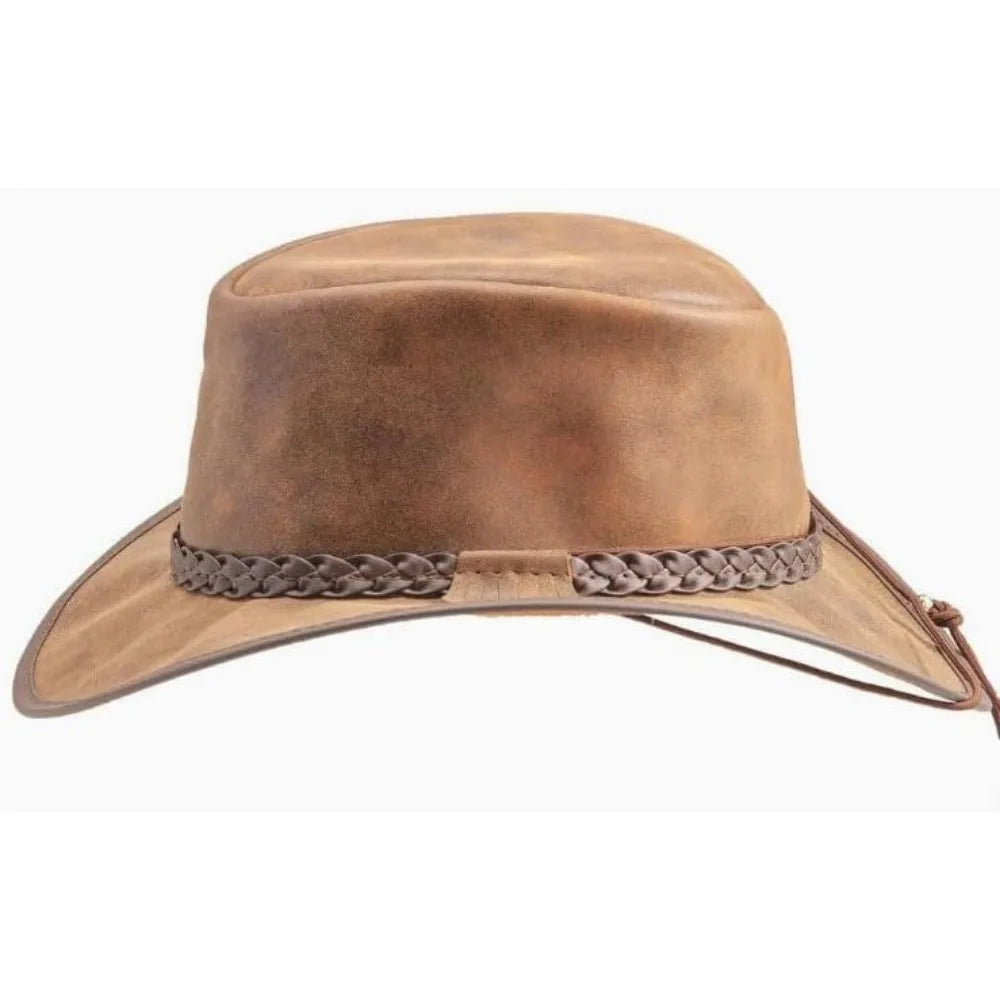 Cowboy Hats - Premium Leather Crushable Outback Hat, Handcrafted for Travel Durability and Style