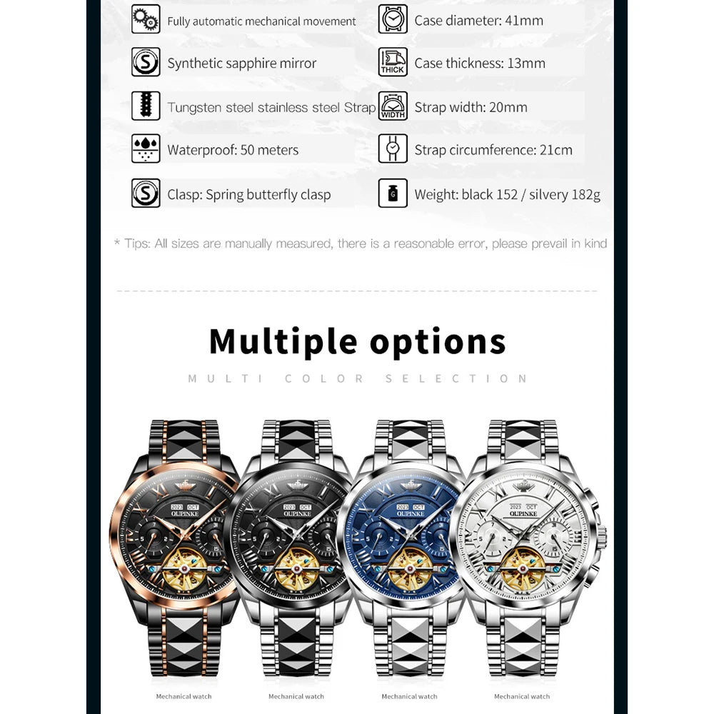 OUPINKE 3236 Men's Watches Top Brand Original Mechanical Watch For Men 50M Waterproof Luxury Man Automatic Dress Wristwatch
