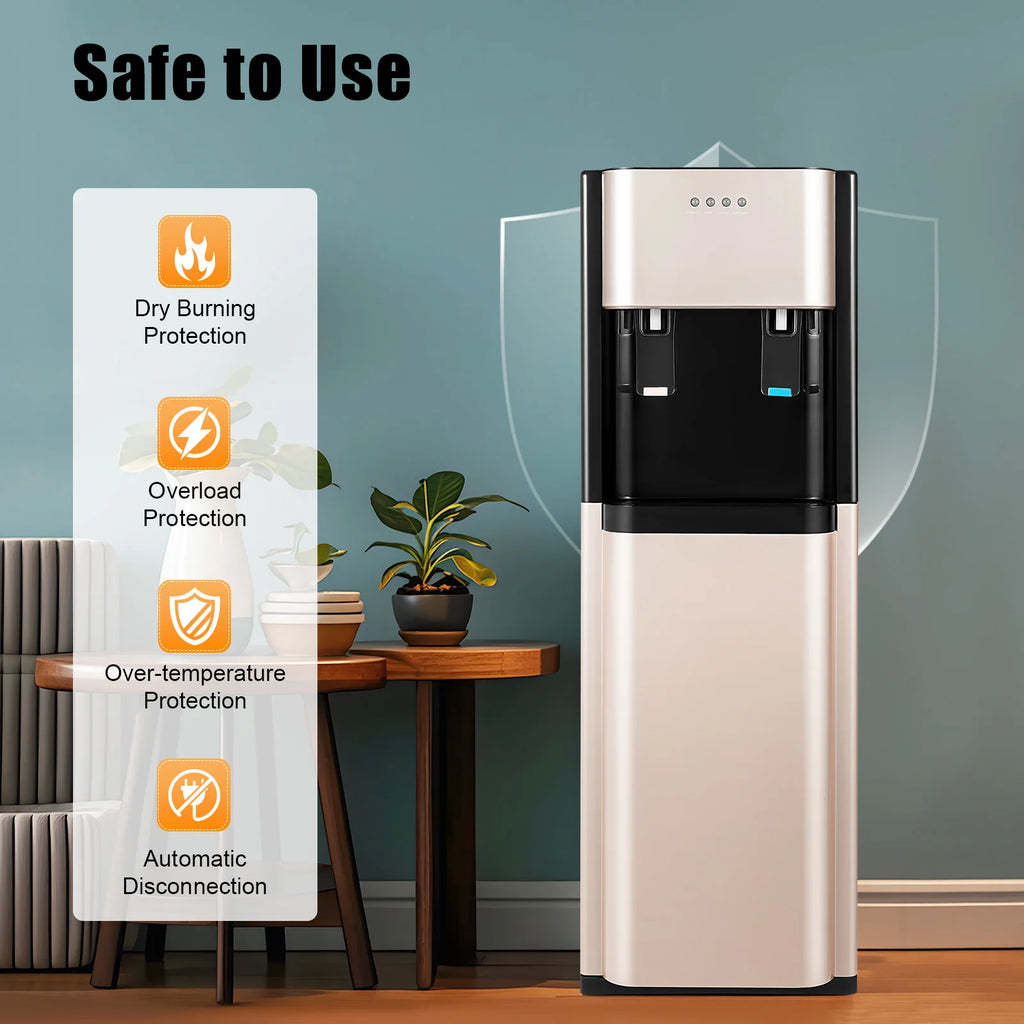 620W Bottom Loading Water Dispenser with Hot and Cold Water, Floor Standing Water Cooler with Heating and Cooling Functions for Home Office Living Room