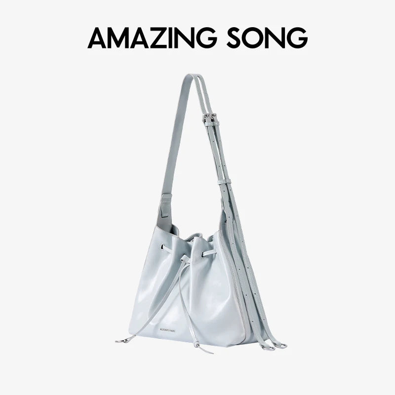 Amazing Song Donut Drawstring Bucket Bag Women's Diagonal Package Autumn Faux Suede 2025 New Original Design Women's Fashion Bag