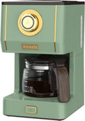 Drip Coffee Maker, Coffee Machine with 25 Oz Glass Coffee Pot, Retro Style Coffee Maker with Reusable Filter & Three Brewing