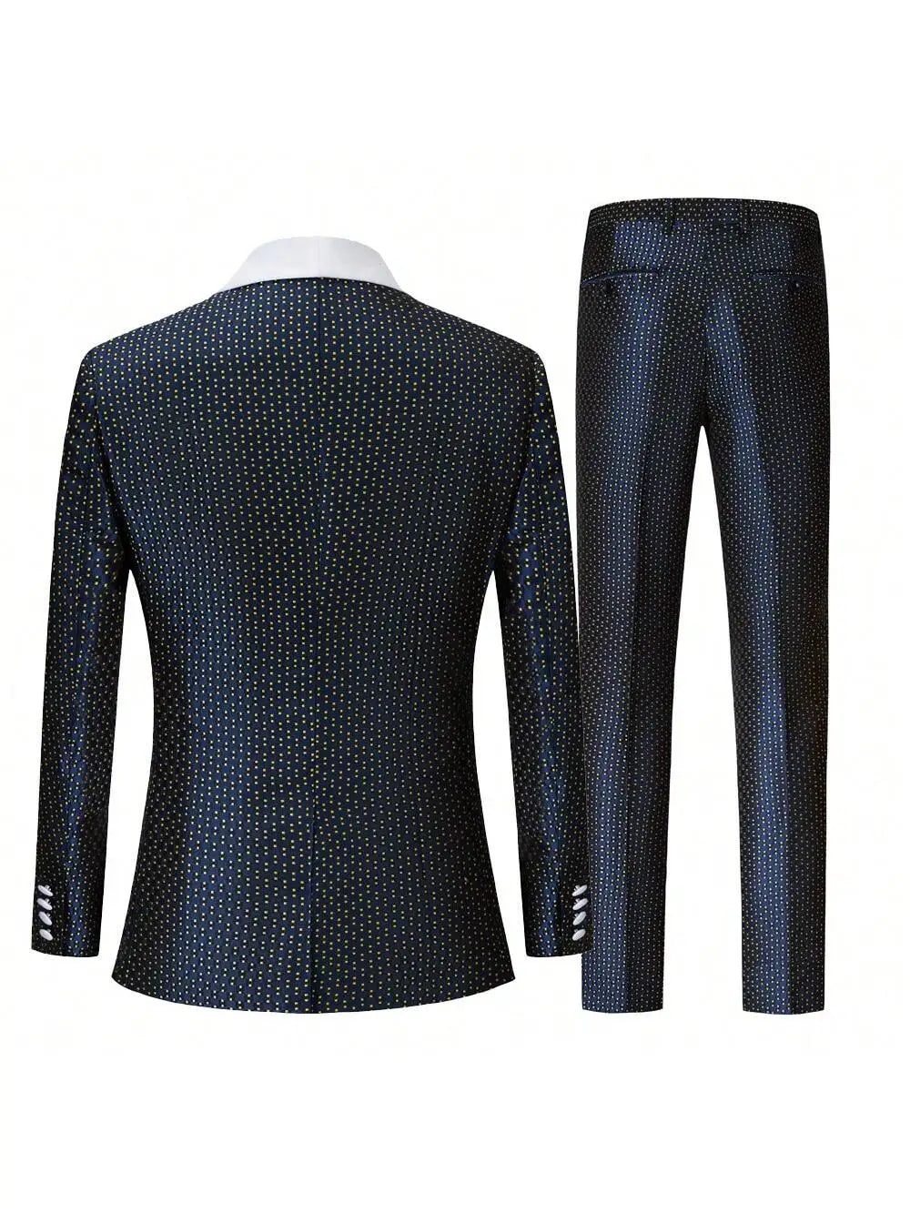 Men's three-piece slim-fitting suit set, including a tuxedo, a single-button shirt, a vest, and stretch waist pants, suitable fo