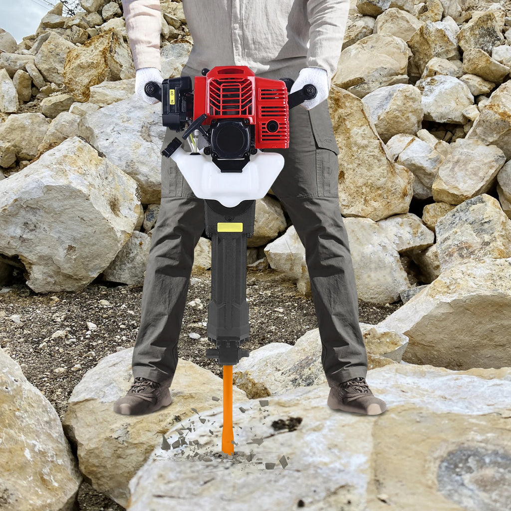 Demolition Jack Hammer 2-Stroke 52CC Gas Powered Concrete Breaker, Gasoline 1500 BPM Heavy Duty Powered for Ground Slotting Rock