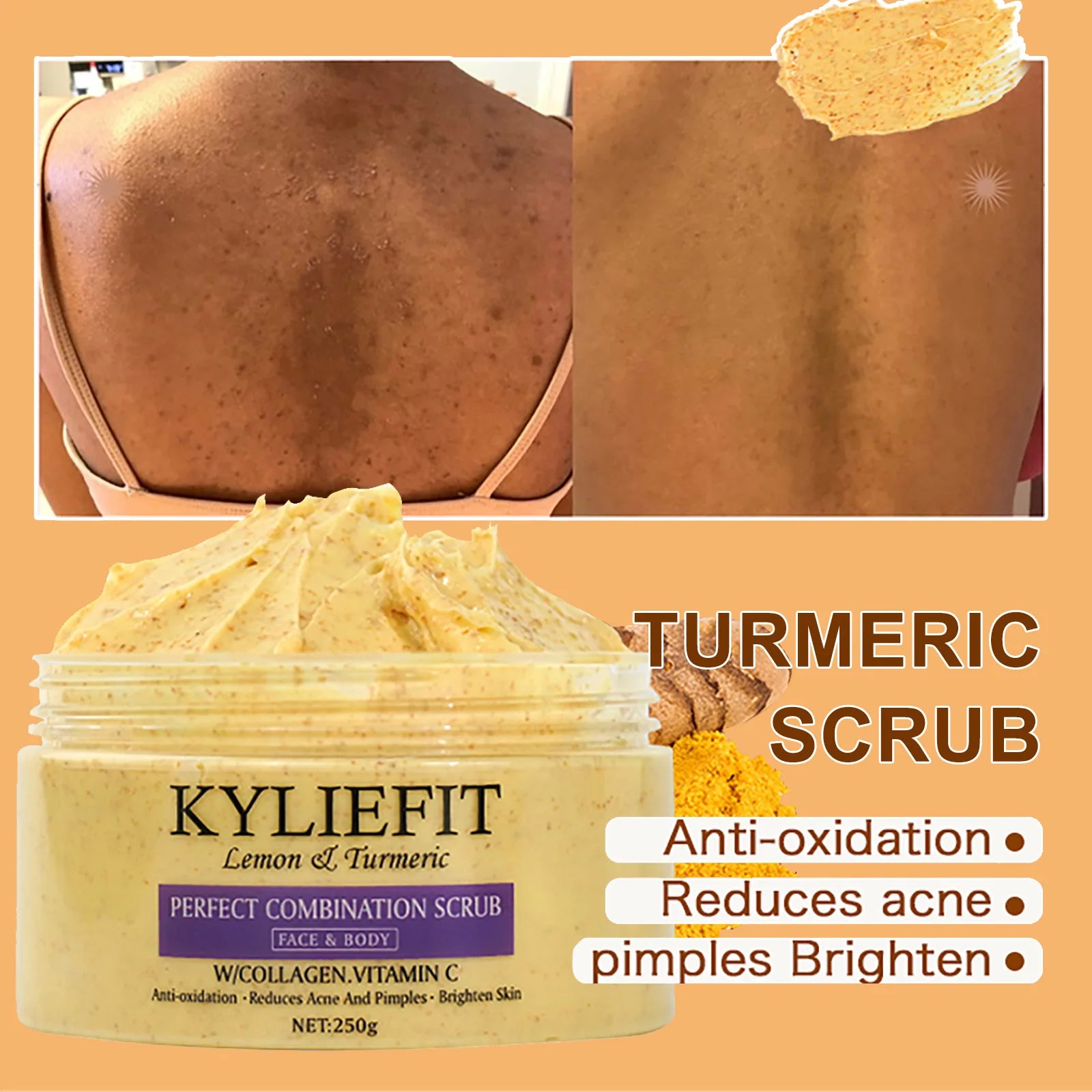 Organic Turmeric Skin Care Kit, Brighten, Remove Darkness, Spots, Acne, Lighten, Hydration, Exfoliate, Even Skin Tone,