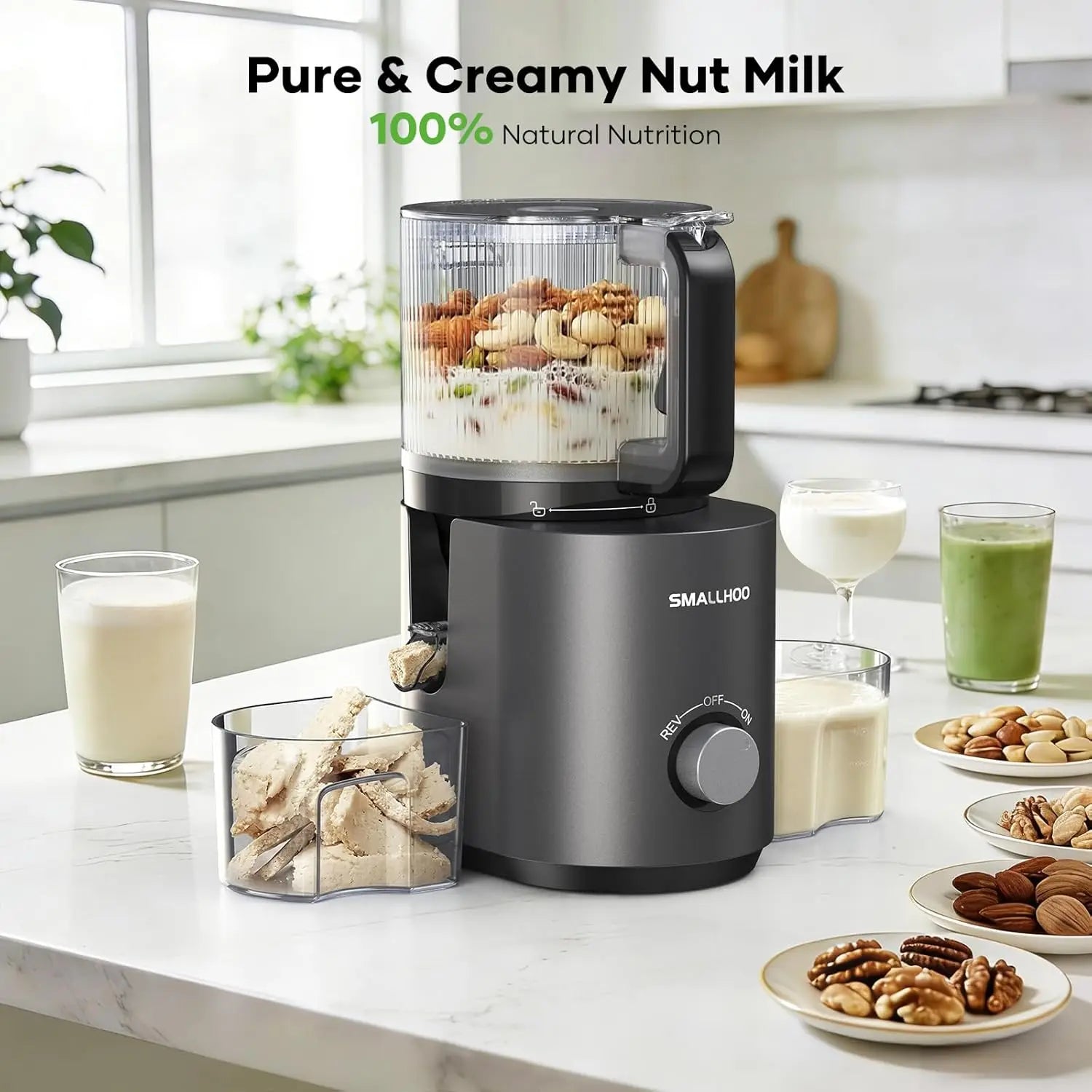 3-in-1 Juicer Machines, Cold Press Juicer 7" Large Chute & 120oz – Whole Fruits & Vegetables, High Juice Yield, Nut Milk, Natural Sorbet, Silver