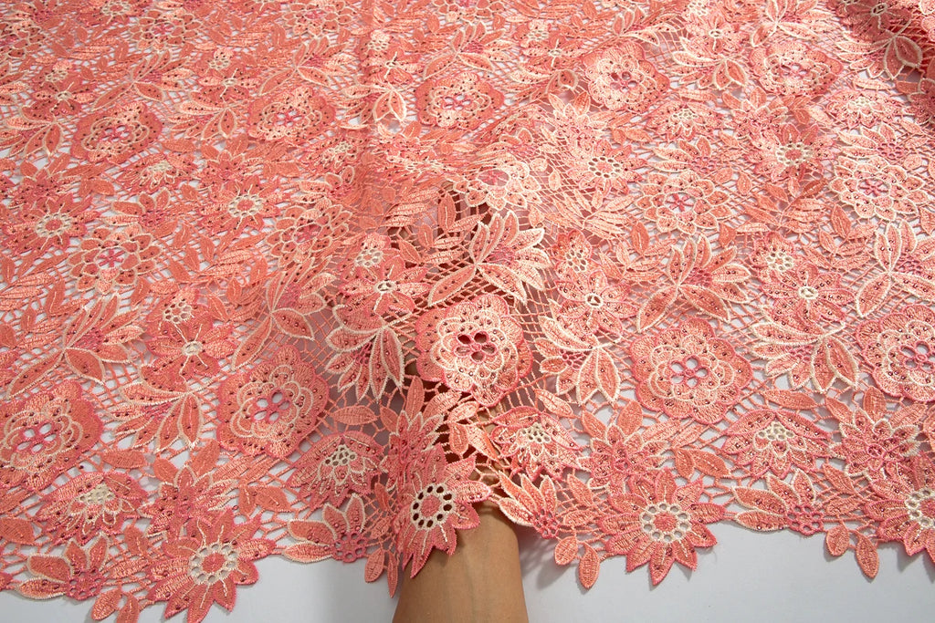 Latest Nigerian Water Soluble Lace Sequins Fabric 2025 High Quality Elegant African Cord Guipure Lace Fabric for Wedding Dress A