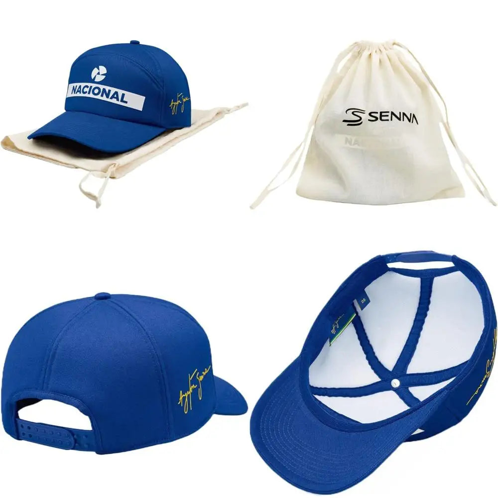 National Flag Cap Replica Ayrton Senna Style Blue Adjustable One Size with Carry Bag Long-Tailed Keyword