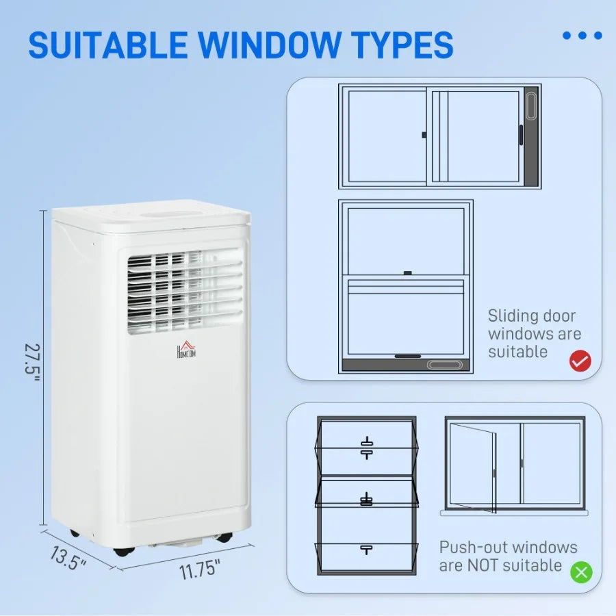 Portable Air Conditioner 8000 BTU AC Unit with Dehumidifier Fan Remote Control 24H Timer for 161Sq Ft Black