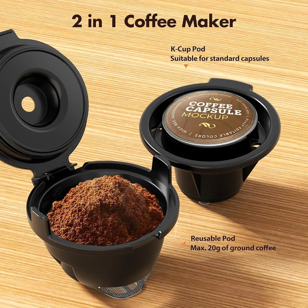 Single Serve Coffee Maker, 2 in 1 Coffee Machine for K-Cup & Ground Coffee, 6 to 14oz Brew Sizes, Pod Coffee Makers with 40oz