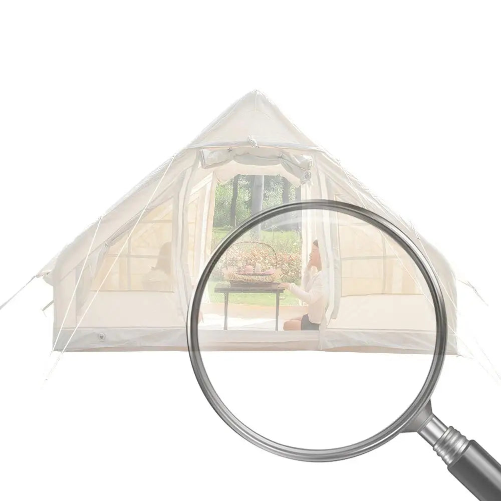 Inflatable Tent with Hand Pump Portable Glamping Tent Breathable Air Family Tunnel Tent Oxford Fabric for 4-6 People