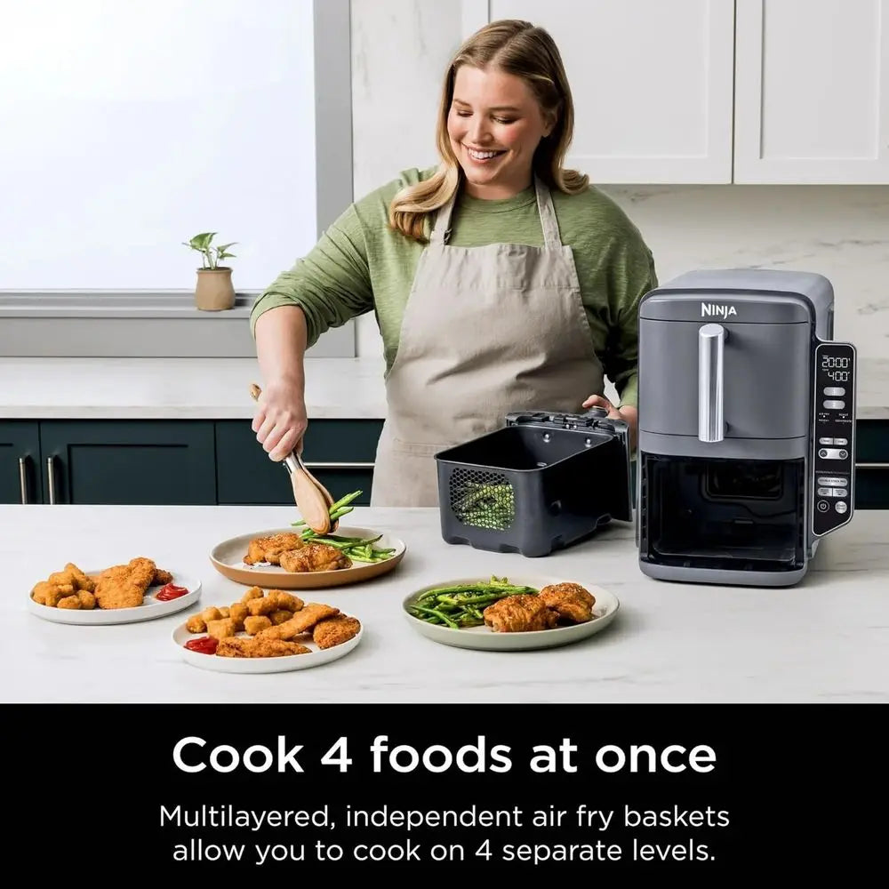 DoubleStack XL 2-Basket Air Fryer, 10 QT, 4 Foods at Once, Compact, 4-in-1, Smart Start & Match Cook, Air Fry, Broil, Bake, Easy