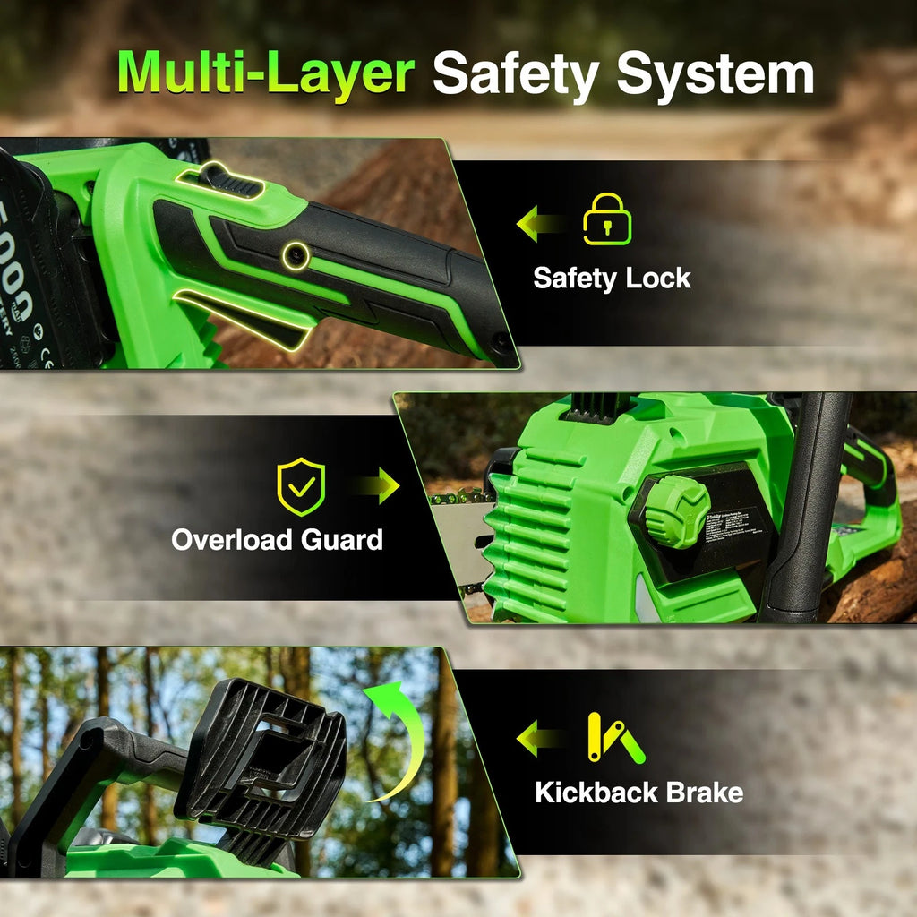 TaskStar 40V Brushless Electric Saw 16-inch Cordless Chainsaw With 2 5.0Ah Batteries Power Tools For Wood Cutting Tree Trimming