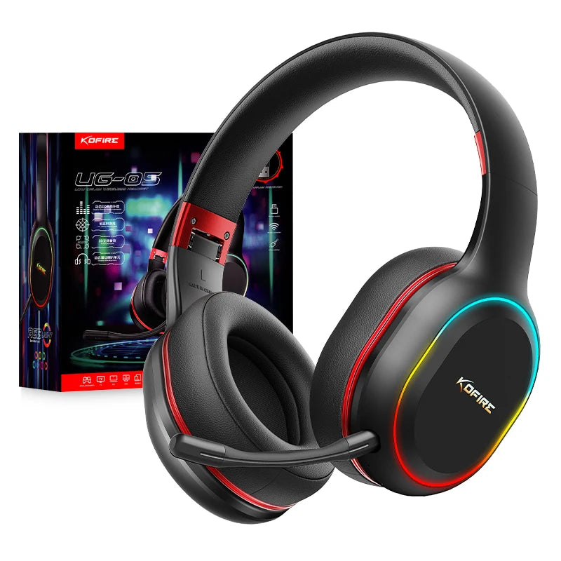 Picun UG-05 Wireless Gaming Headsets Bluetooth 5.3 with Mic Headphones  40mm Driver 2.4G/Wireless/Cable RGB Overhead Headphone