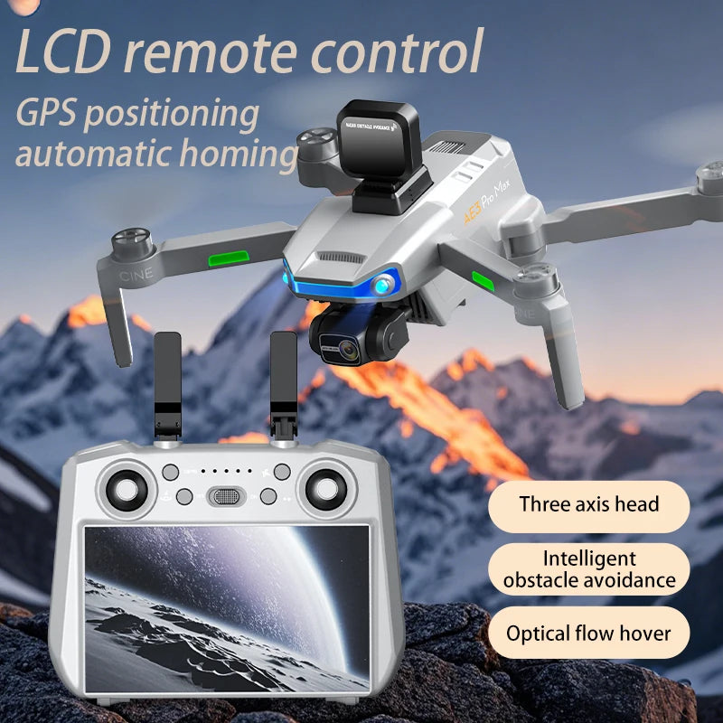 AE3 PRO MAX GPS Digital FPV with 8K HD Camera 3-Axis EIS Gimbal Obstacle Avoidance Touchable Screen Controller Brushless Drone