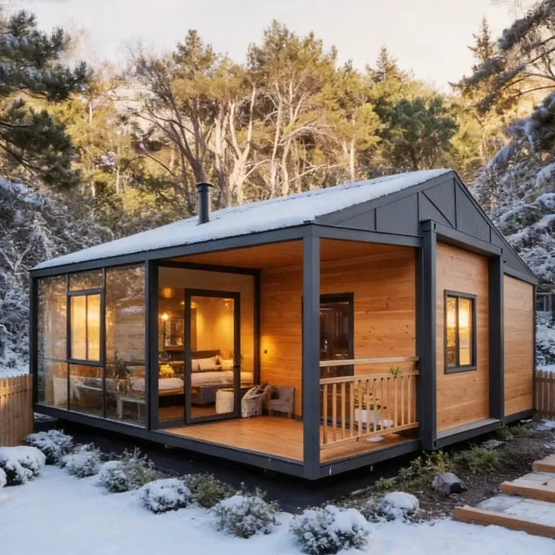 Hot Sale Mobile Tiny Home Forest Cabin Warehouse Barn Prefab House Expandable Steel Container House Sunroom Garden Rooms
