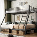 Bunk Beds Twin Over Full Size, Heavy Duty Bunk Beds with Bottom Space & Guardrail Metal Bunk Bed Frame for Aldults Dorm Bedroom