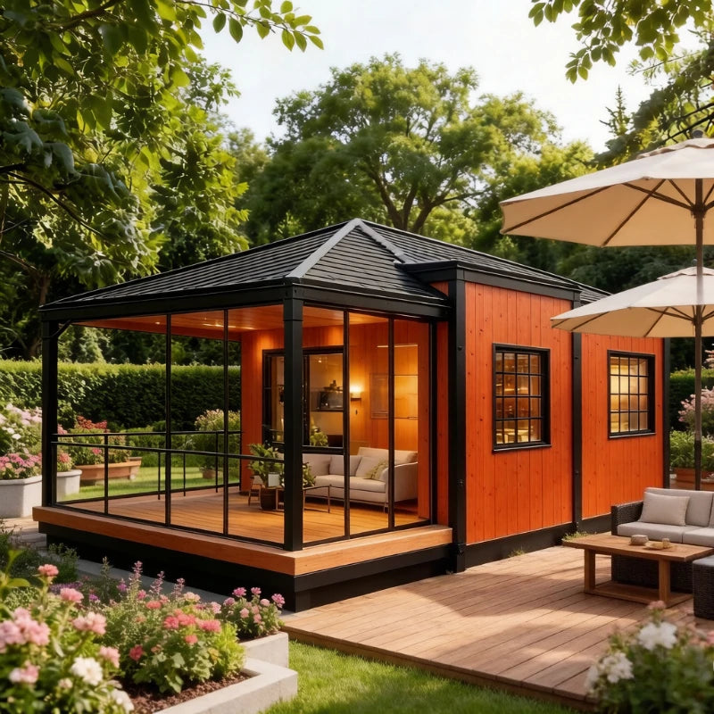 Hot Sale Mobile Tiny Home Forest Cabin Warehouse Barn Prefab House Expandable Steel Container House Sunroom Garden Rooms