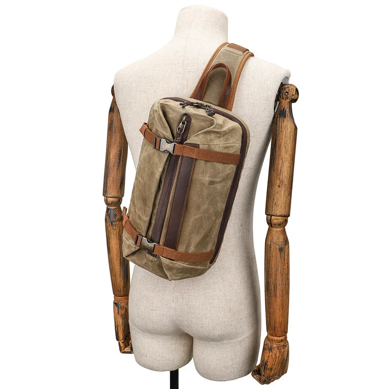 Canvas Bag Large Capacity Chest Bag Single Shoulder Backpack Men's Multifunctional Outdoor Messenger Bag Fashion Bag