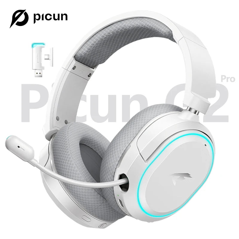 Picun G2 Pro 2.4G Wired Gaming Headset With Mic 40mm Headphones Bluetooth 6.0 40mm Driver 7.1 Surround Over Ear For PC PS4 PS5