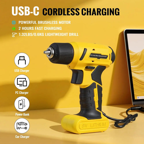 101Pcs 8V USB Electric Power Cordless Drill Driver DIY Tool Kit Set Screw Driver, Drill Bit Set Accessories, Pliers and Hammer