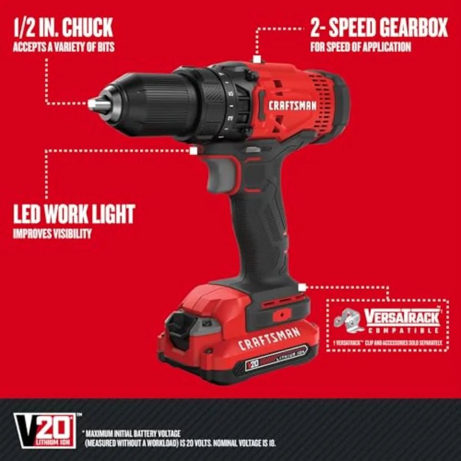 【Spot goods】V20 Cordless 4-Tool Power Tool Combo Kit with 2 Batteries and Charger CMCK400D2