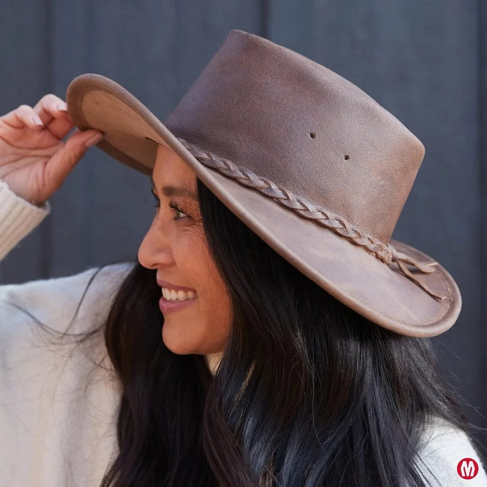 Unisex Foldable Cowboy Hat with Flat Brim, Portable Design, Reinforced Edge for Outdoor Activities