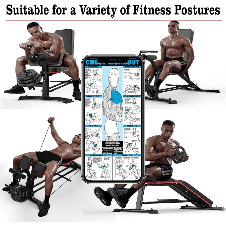Utility Weight Bench with Leg Extension - Multi-Position Adjustable Bench for Strength Training, Dumbbell Exercise and Ab Workou