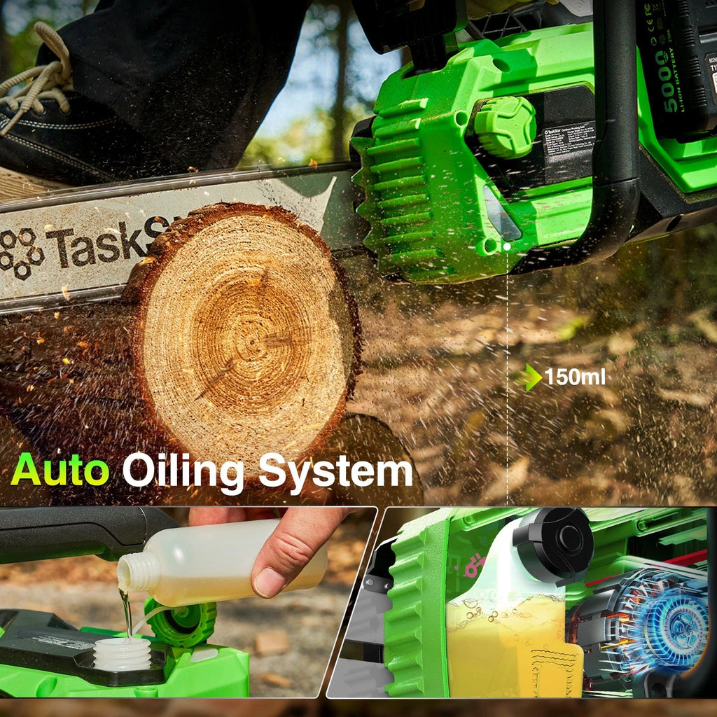TaskStar 40V Brushless Electric Saw 16-inch Cordless Chainsaw With 2 5.0Ah Batteries Power Tools For Wood Cutting Tree Trimming