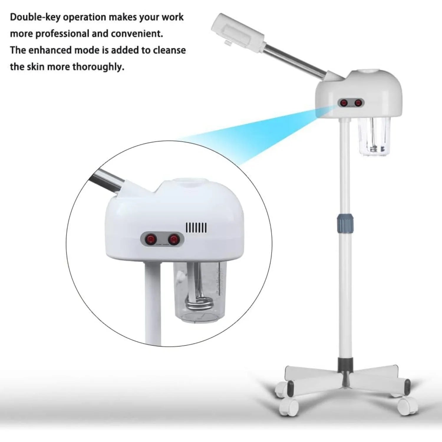 Professional Sauna Face Vaporizer Facial Ozone Steam Humidifier Pore Cleaner Facial Steam Double Tube Sauna Beauty Spray