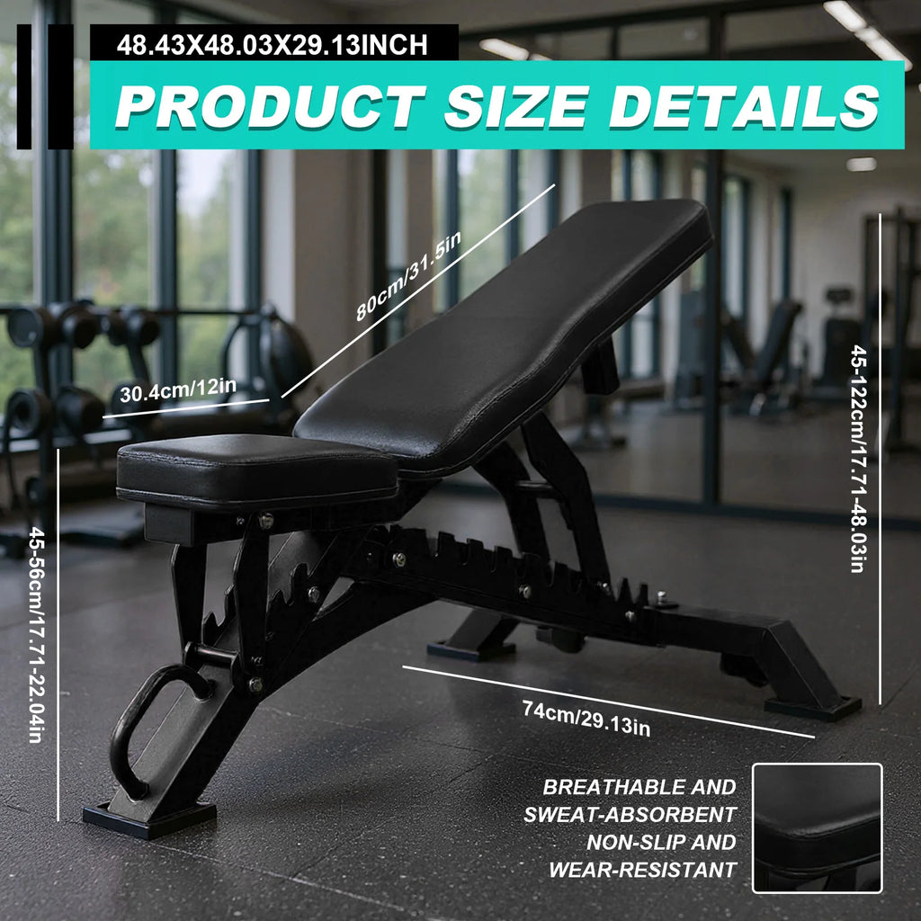 Ergonomic Strength Weight Bench 9 Angle Adjustable Strength Training Bench Exercise Bench for Bench Press Full-Body Workouts