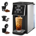 Coffee Maker with Grinder for Home Office Use, Stainless Steel Black/Silver, 3-in-1 Capsule/Ground/Tea Brewing, 614 Oz Cup, 50
