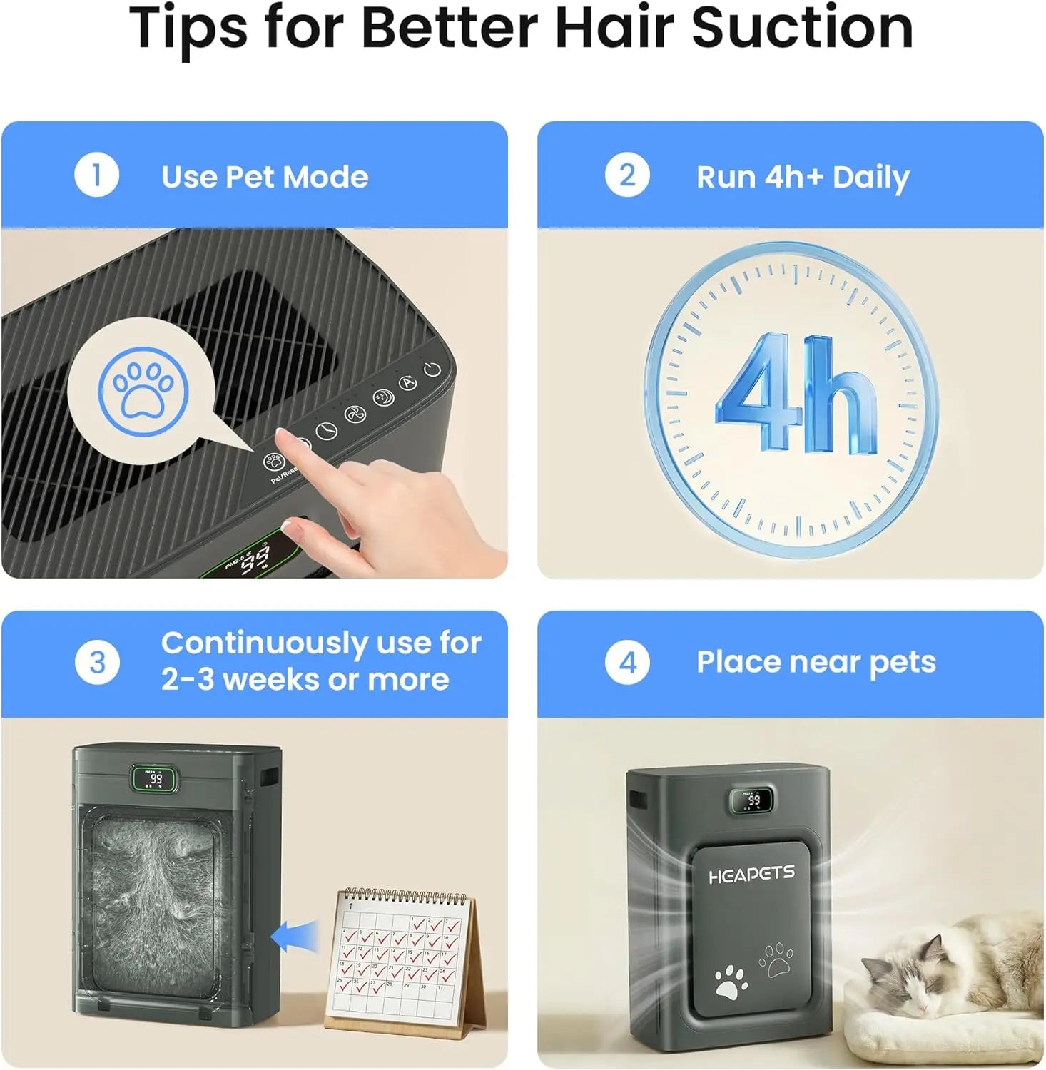 Pet Air Purifier for Home Large Room 2500 sq ft,H13 HEPA Washable Double-Sided Filter,Air Cleaner for Pet Hair Dander Odor Aller