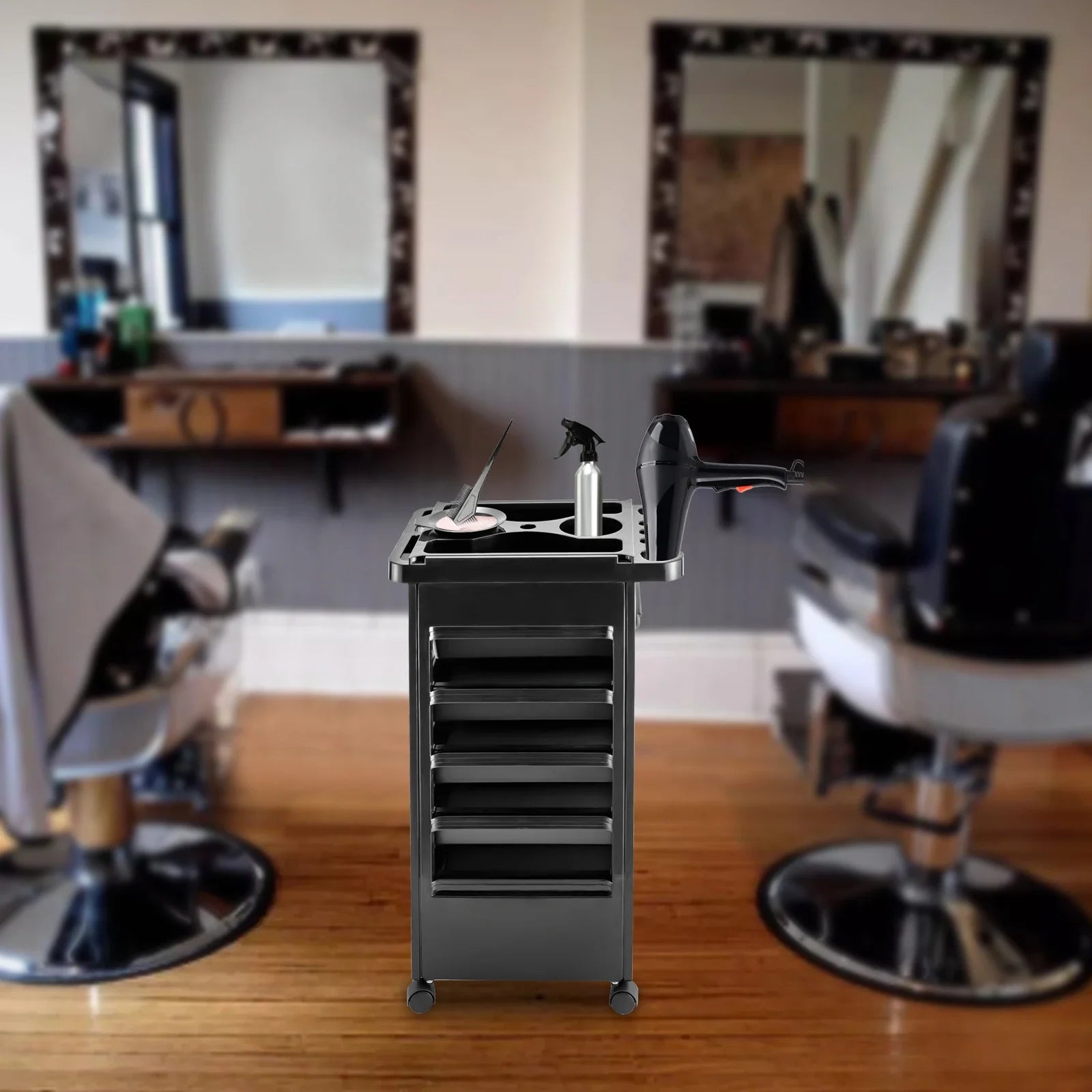 Hair Styling Salon Trolley Cart with Wheels and 5 Drawers Salon Rolling Cart for Hair Stylist Hairdresser Beauty Tattoo