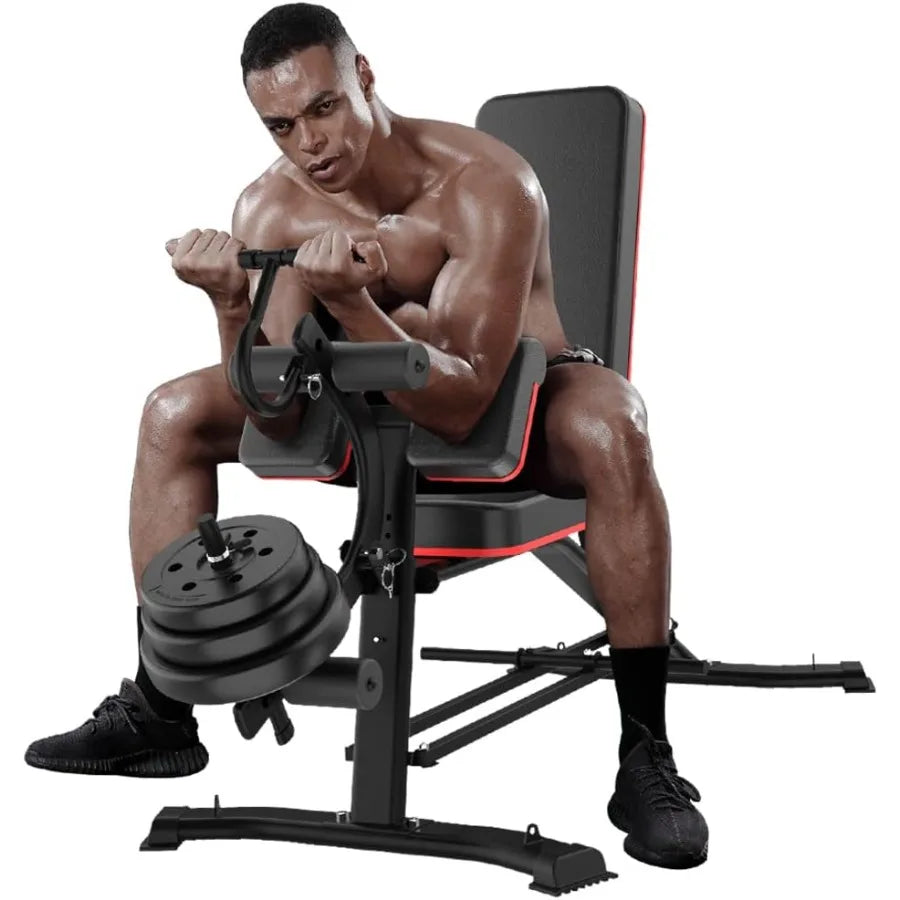 Utility Weight Bench with Leg Extension - Multi-Position Adjustable Bench for Strength Training, Dumbbell Exercise and Ab Workou