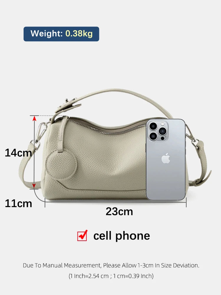 Women's Genuine Leather Shoulder Bag Tassel Boston Bag 2025 Trendy Fashion Bag For Girls Small Grey White Square Bags Shoppers