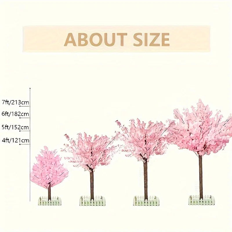 Artificial Cherry Trees Indoor Decor: Handmade Natural Fake Cherry Blossom Pink Tree Outdoor For Party Wedding Christmas