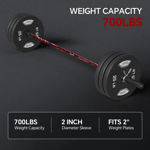 7FT Barbell Bar with Weight Plate Set Combo Solid Bar with Bearings 700Lbs Capacity Weight Bar for Home Gym Strength Training W