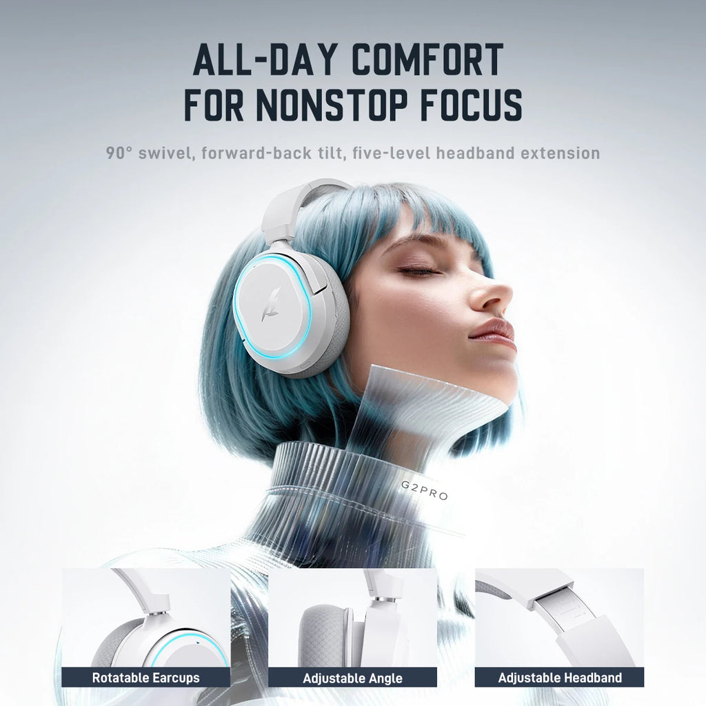 Picun G2 Pro 2.4G Wired Gaming Headset With Mic 40mm Headphones Bluetooth 6.0 40mm Driver 7.1 Surround Over Ear For PC PS4 PS5