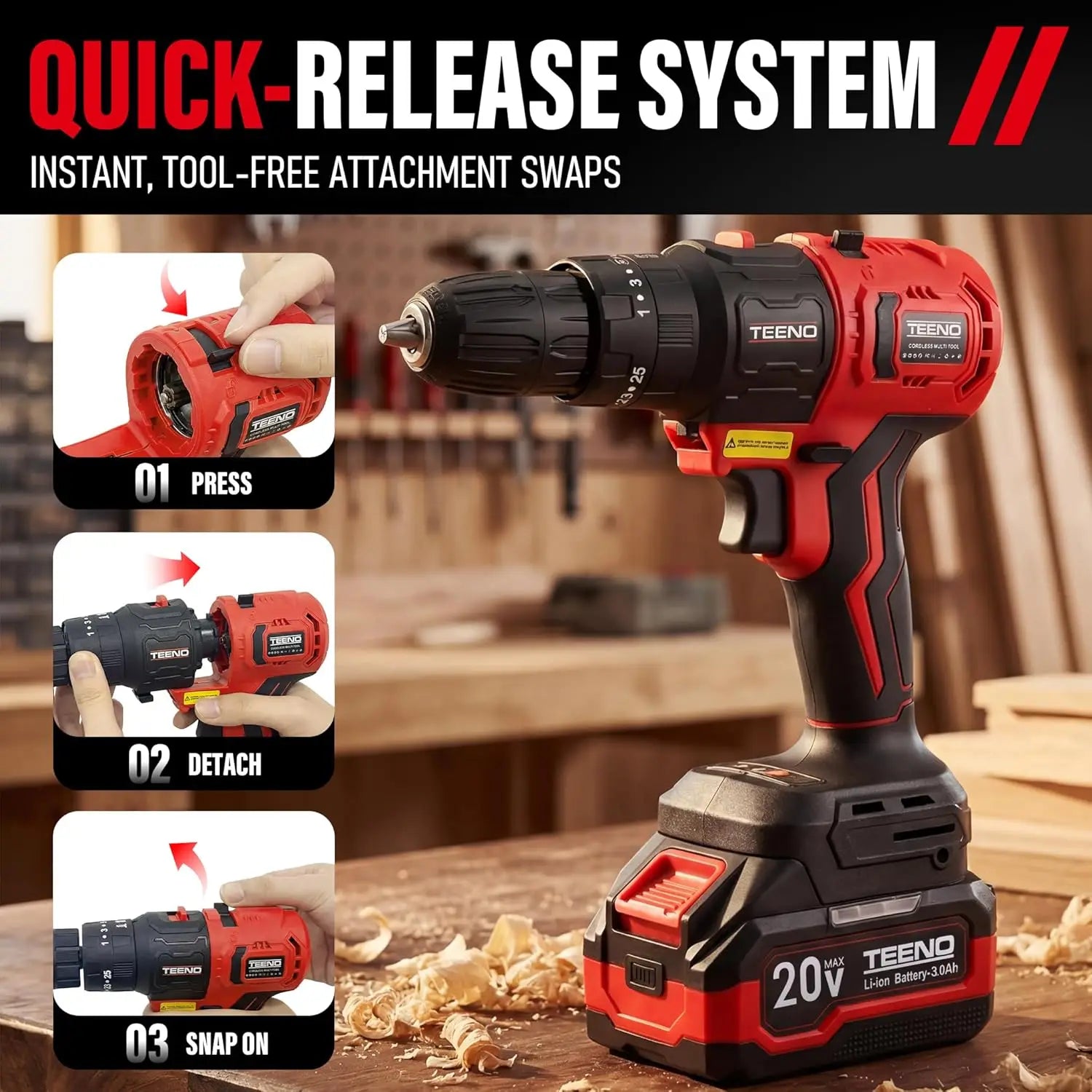 Brushless Power Tool Combo Kit, 6-in-1 Cordless Multi-Tool Set with Drill, Impact Wrench, Oscillating Tool, Saws & Sander, 3Ah