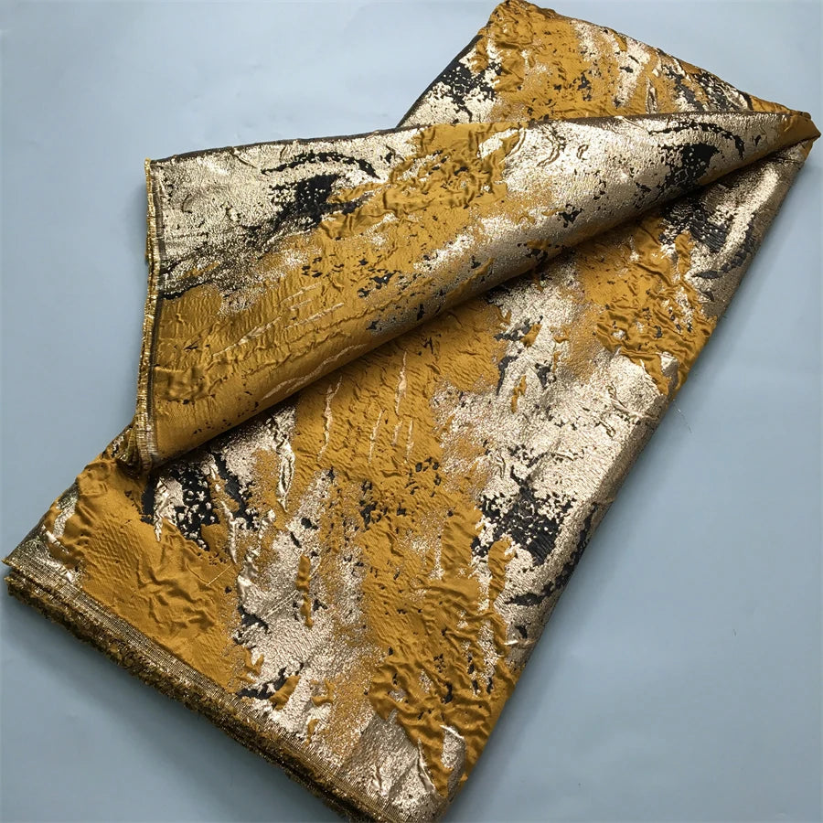 Luxury Nigerian Jacquard Lace Fabric Gilding French African Broacde Lace Fabric 2025 High Quality Damask Dress for Women A4085