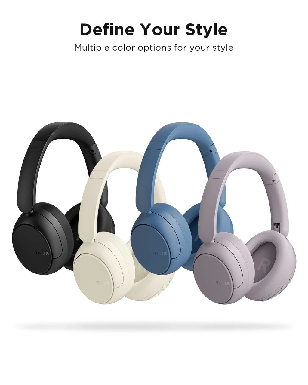 TALIX H30 Wireless Over-Ear Bluetooth Headphones BT6.0 Hybrid Active Noise Cancelling Headphones 110H Playtime Hi-Res Audio