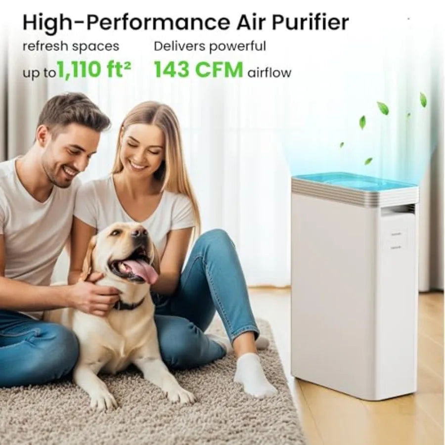 Air Purifier for Home Pets up to 1110 ft² CADR 143 CFM H13 HEPA Filter Air Quality Sensor Display Air Cleaner with Smart App Co