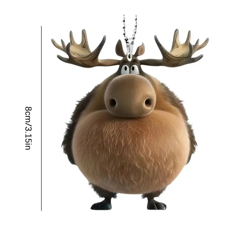 Elk Christmas Tree Ornaments Acrylic Cartoon Moose Ornaments for Christmas Tree Car Hangable Pendant 2D Flat Seasonal Decor for