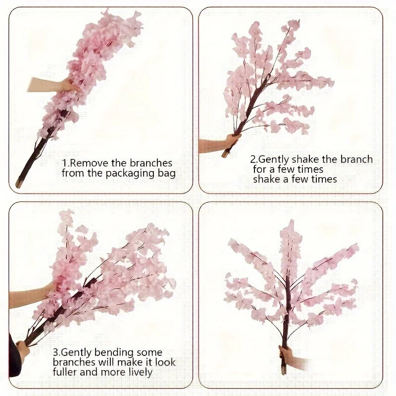 Artificial Cherry Trees Indoor Decor: Handmade Natural Fake Cherry Blossom Pink Tree Outdoor For Party Wedding Christmas